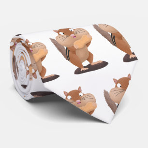 Cute funny big cheeks chipmunk cartoon tie