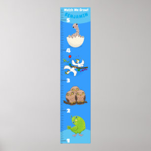 Cute funny birds cartoon growth chart