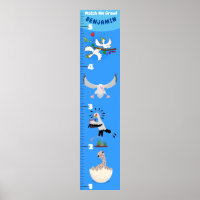 Cute funny birds cartoon growth chart