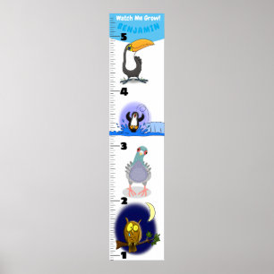 Cute funny birds cartoon growth chart