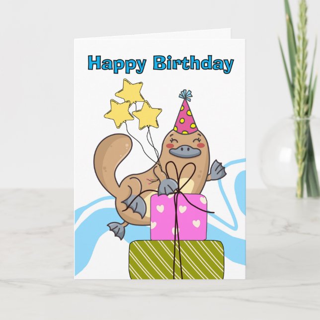 Cute Funny Birthday Platypus Party Card (Front)