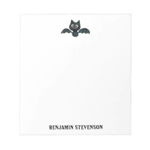 Cute Funny Black Bat with Name Notepad