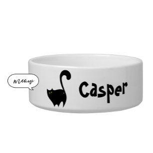 Cute Funny Black Cat Butt Cartoon Name  Bowl