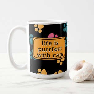 Cute funny black cat paw coffee mug
