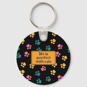 Cute funny black cat paw  keychain