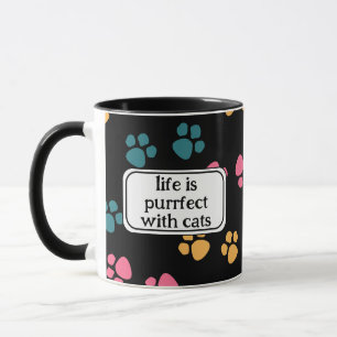 Cute funny black cat paw mug