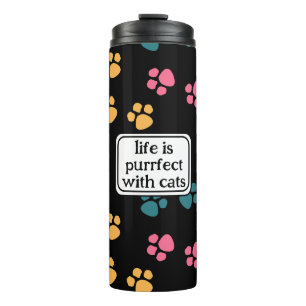 Cute funny black cat paw  thermal tumbler