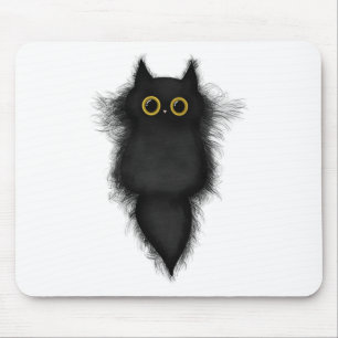 Cute Funny Black Cat Yellow Eyes Cat Lover Cat Mom Mouse Pad