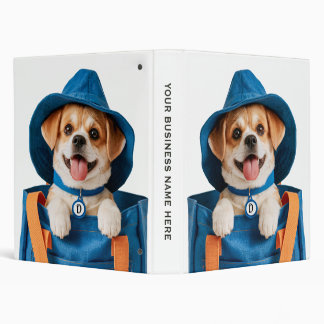 Cute Funny Blue Hat Happy Dog Binder
