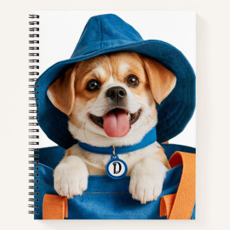 Cute Funny Blue Hat Happy Dog Notebook