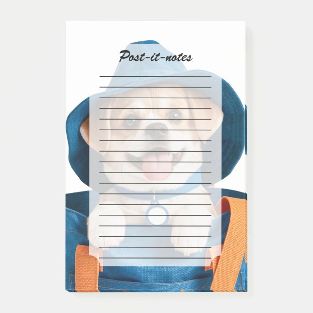 Cute Funny Blue Hat Happy Dog Post-it Notes (Front)