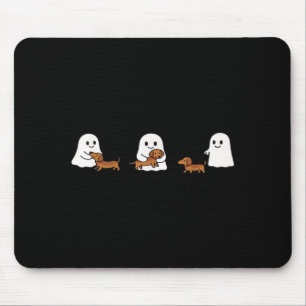 Cute Funny Boo Ghosts Walking Dachshund Dog Lovers Mouse Pad
