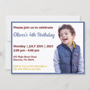 Cute Funny   Boys Photo Birthday Invitation