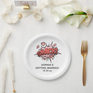 Cute Funny Bridal Shower Retro Wedding Paper Plate