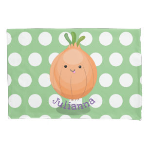 Cute funny brown onion cartoon illustration pillowcase