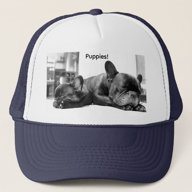 Cute | Funny | Bulldog Puppies Trucker Hat (Front)