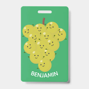 Cute funny bunch of grapes cartoon illustration badge