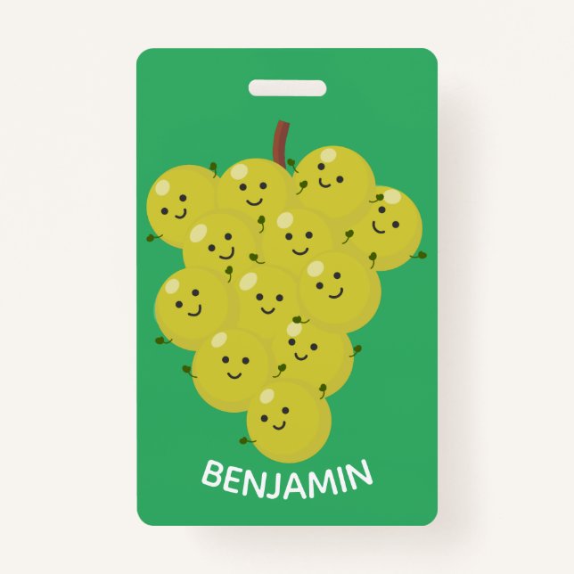 Cute funny bunch of grapes cartoon illustration badge (Front)