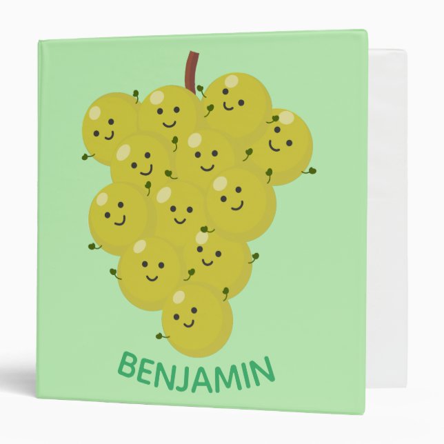 Cute funny bunch of grapes cartoon illustration binder (Front/Inside)