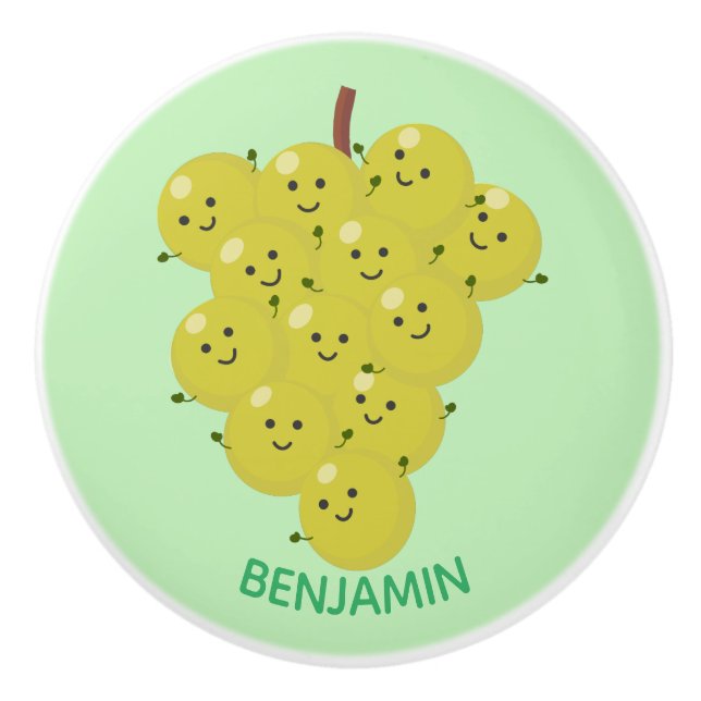 Cute funny bunch of grapes cartoon illustration ceramic knob (Front)