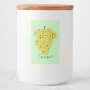 Cute funny bunch of grapes cartoon illustration food label