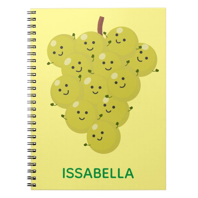 Cute funny bunch of grapes cartoon illustration notebook (Front)