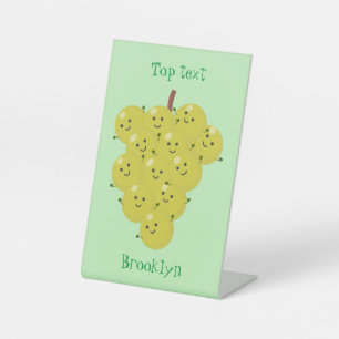 Cute funny bunch of grapes cartoon illustration pedestal sign