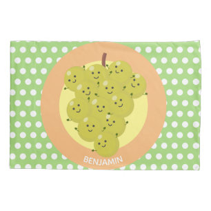 Cute funny bunch of grapes cartoon illustration pillowcase
