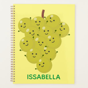 Cute funny bunch of grapes cartoon illustration planner