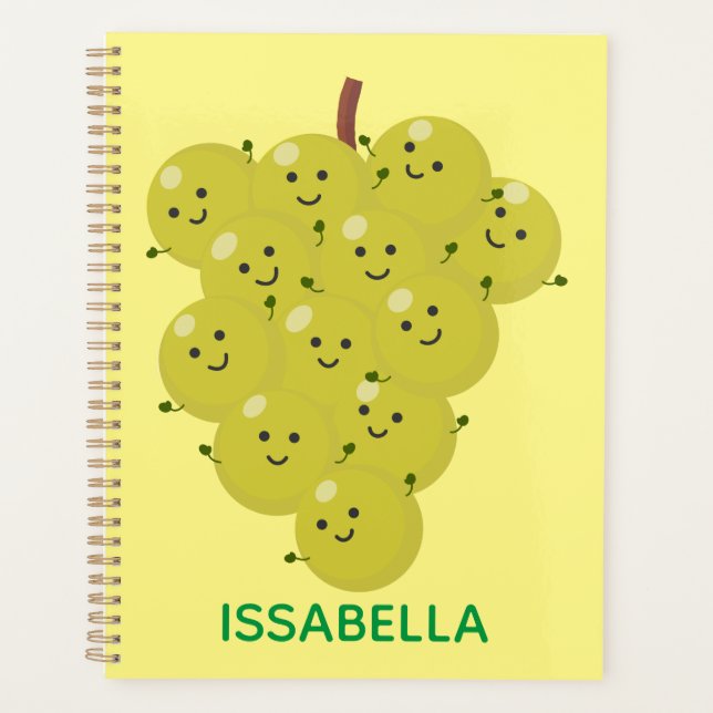 Cute funny bunch of grapes cartoon illustration planner (Front)