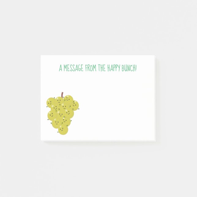 Cute funny bunch of grapes cartoon illustration post-it notes (Front)