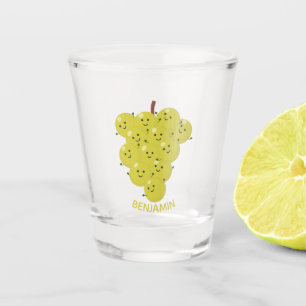 Cute funny bunch of grapes cartoon illustration  shot glass