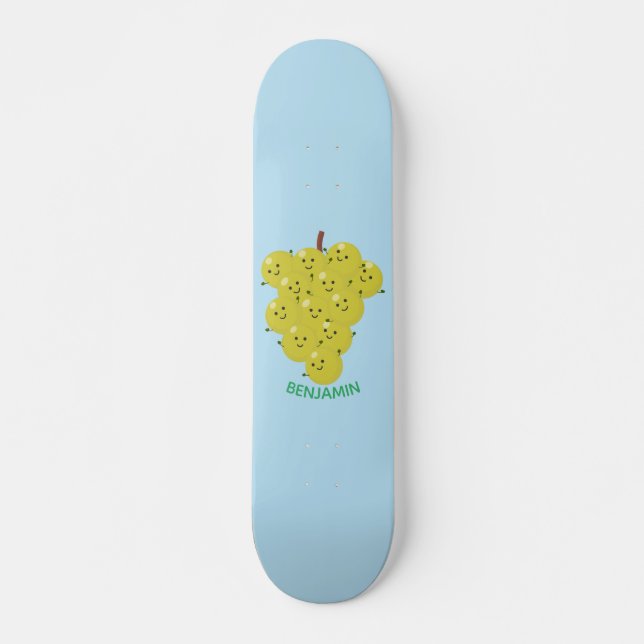 Cute funny bunch of grapes cartoon illustration skateboard (Front)