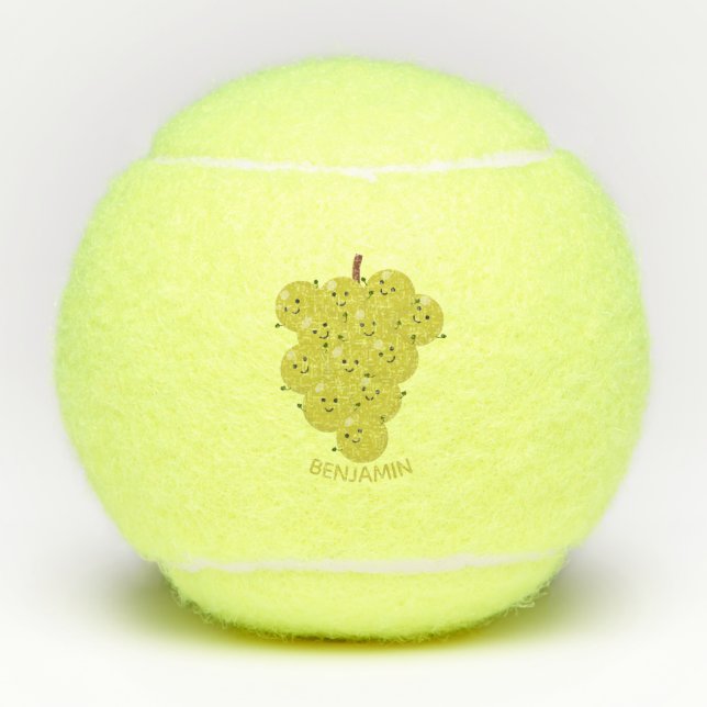 Cute funny bunch of grapes cartoon illustration tennis balls (Front)