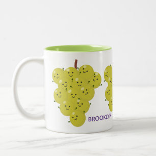Cute funny bunch of grapes cartoon illustration Two-Tone coffee mug
