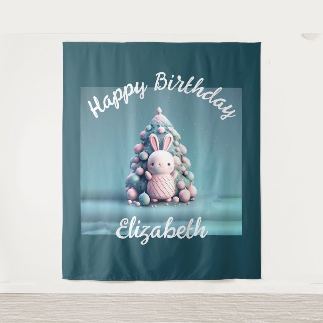 Cute ,funny ,bunny , kawaii style  tapestry (Front)