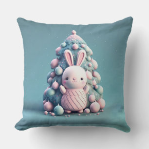 Cute ,funny ,bunny , kawaii style throw pillow