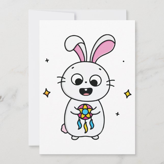 Cute & Funny Bunny Thank You Card (Front)