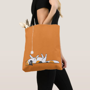 Cute Funny Calico Cat   Kitty Cat Lover's Orange Tote Bag