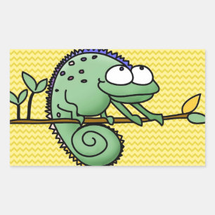Cute Funny Cartoon Chameleon Green Lizard Sticker