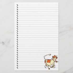 Cute Funny Cartoon Cow Lined Pet Stationery