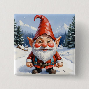 Cute Funny Cartoon Merry Christmas Gnome 2 Inch Square Button