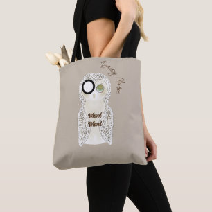 Cute Funny Cartoon Owl Whoot Whoot Monogram Tote Bag