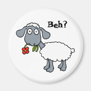 Cute Funny Cartoon Sheep Red Flower Customizable Magnet