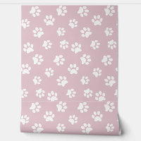   Cute Funny Cat Dog Paw Prints White & Blush Pink