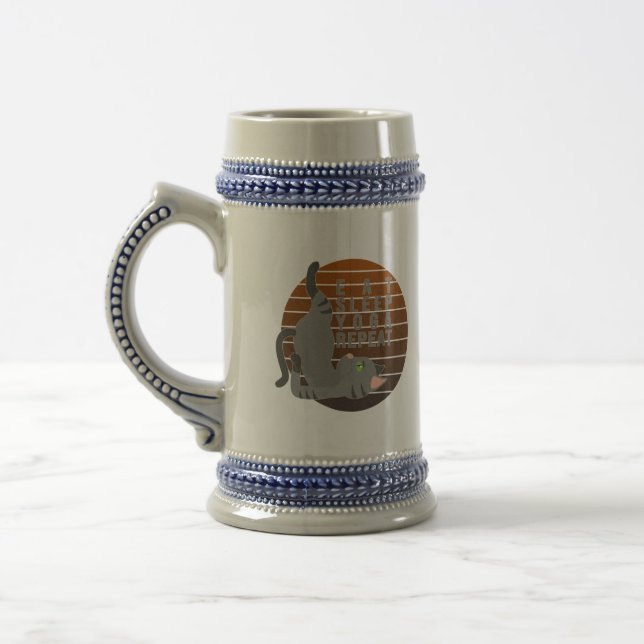 Cute funny cat doing yoga. funny yoga design beer stein (Left)