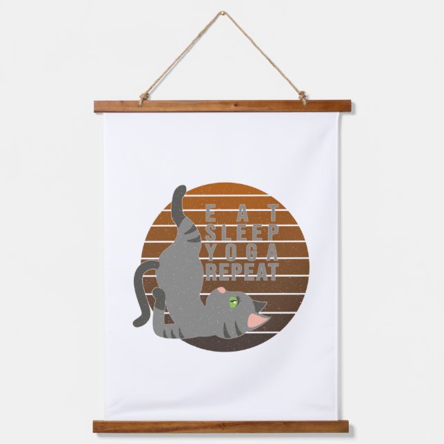 Cute funny cat doing yoga. funny yoga design  hanging tapestry (Front)