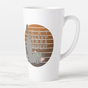 Cute funny cat doing yoga. funny yoga design latte mug