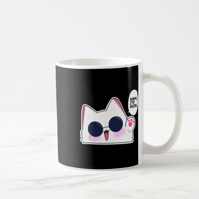 Cute Funny Cat Funny Anime Meme Nah I'd Win Gojo C Coffee Mug (Right)