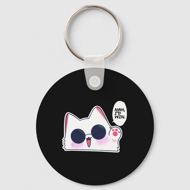 Cute Funny Cat Funny Anime Meme Nah I'd Win Gojo C Keychain (Front)